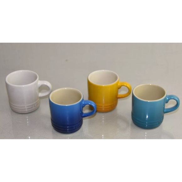 NEW IN BOX Le Creuset 4 PC SET The Riviera Collection ESPRESSO MUGS Cups - Picture 7 of 10